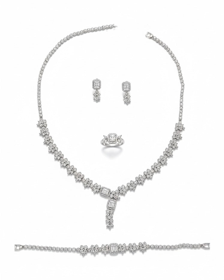 Set with silver zircon stones