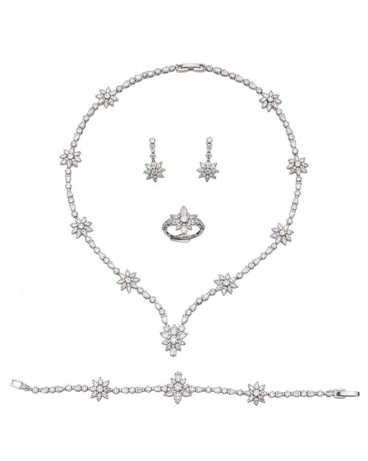 Set with silver zircon stones