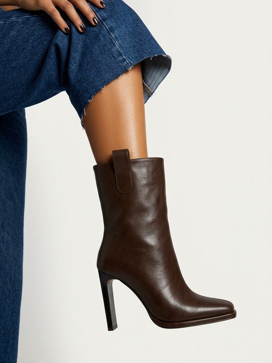 Long brown leather boots