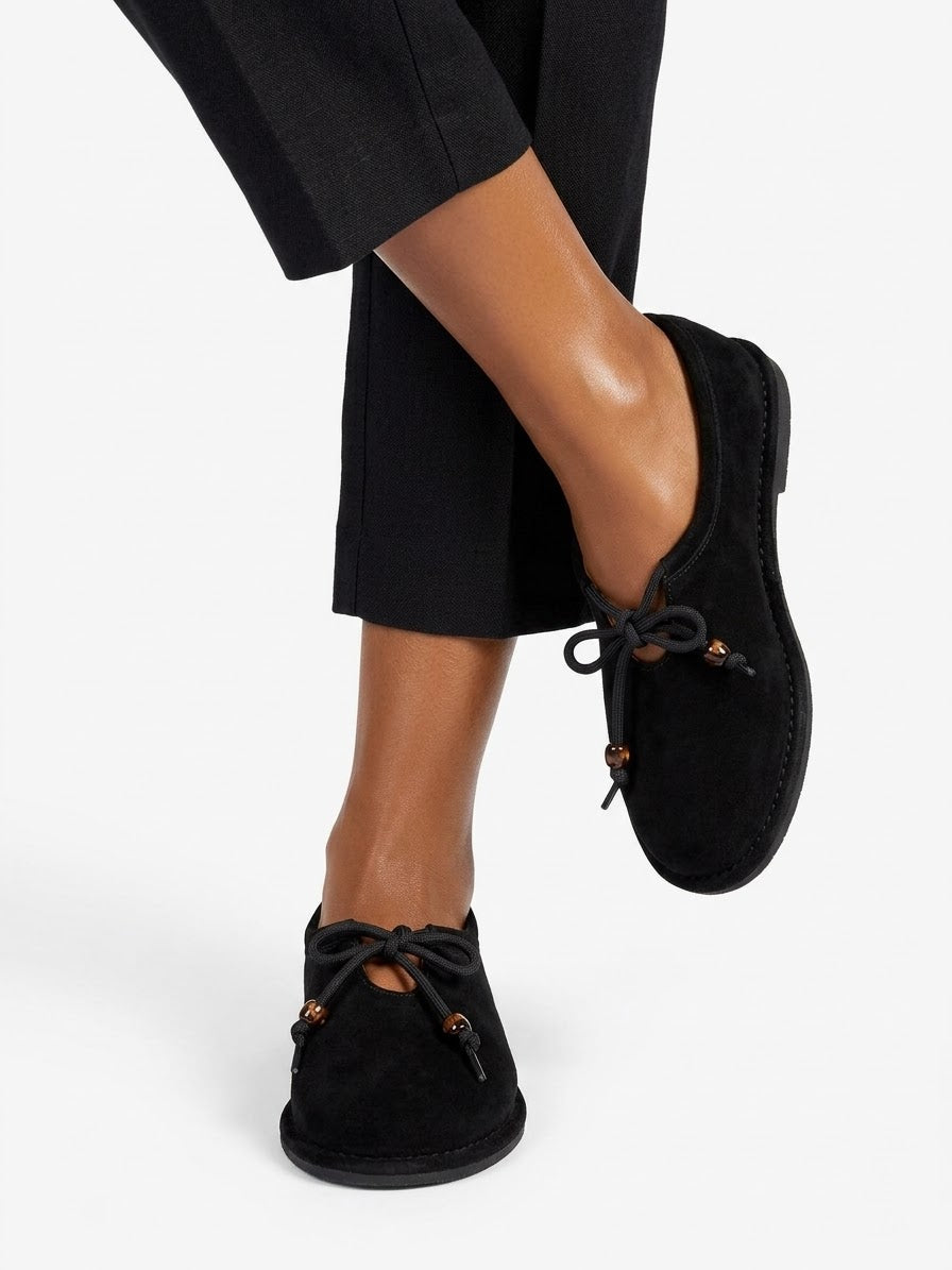 Black suede ballet flats