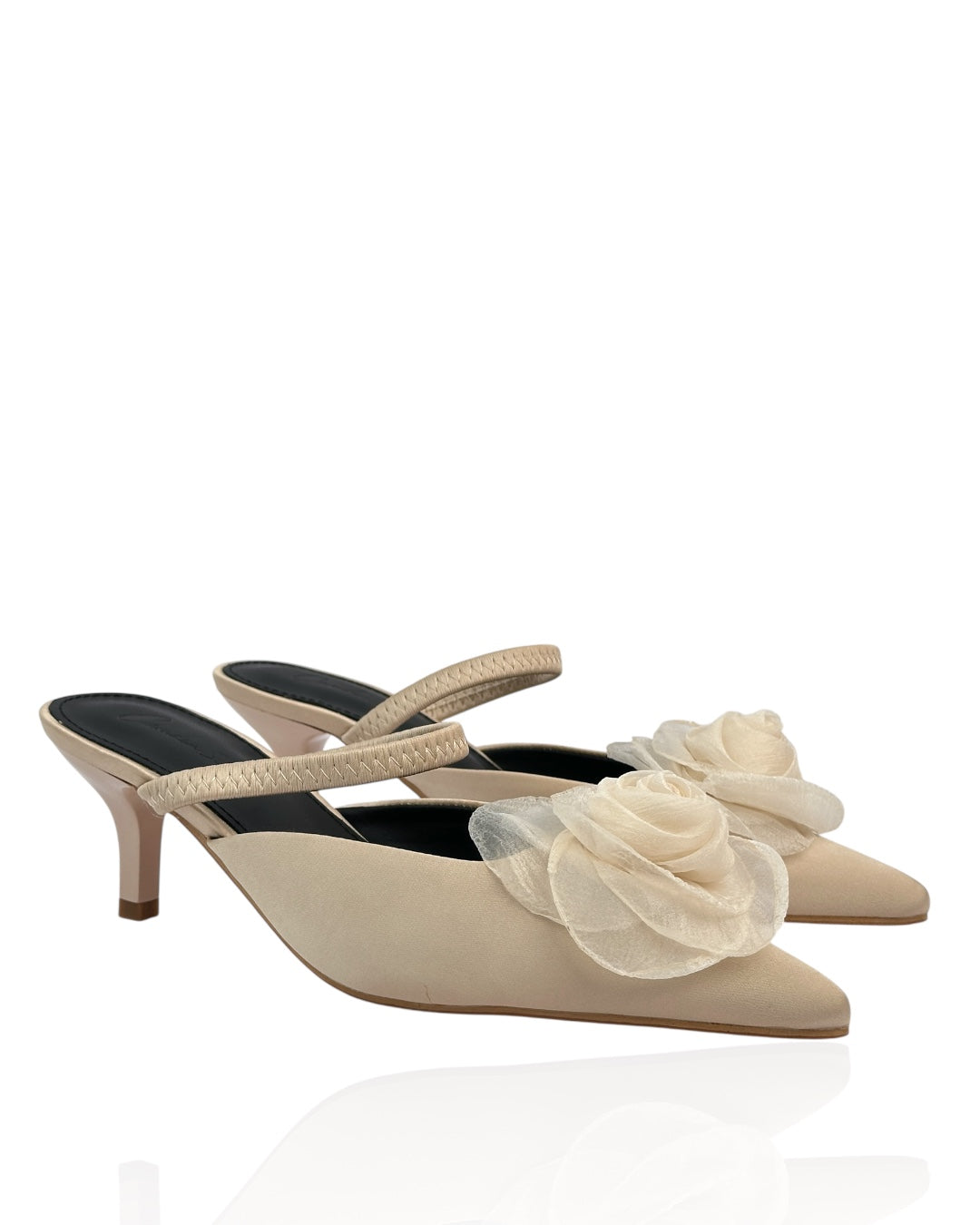 Satin Heels with a Rose on the Front