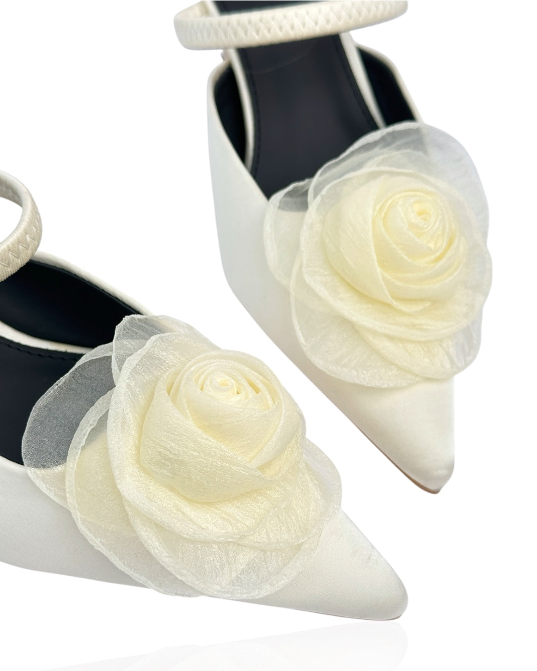 Satin Heels with a Rose on the Front