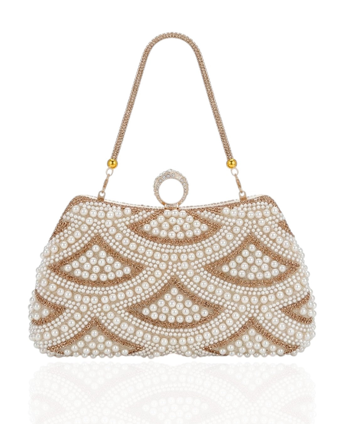 Wallet with pearls and crystals