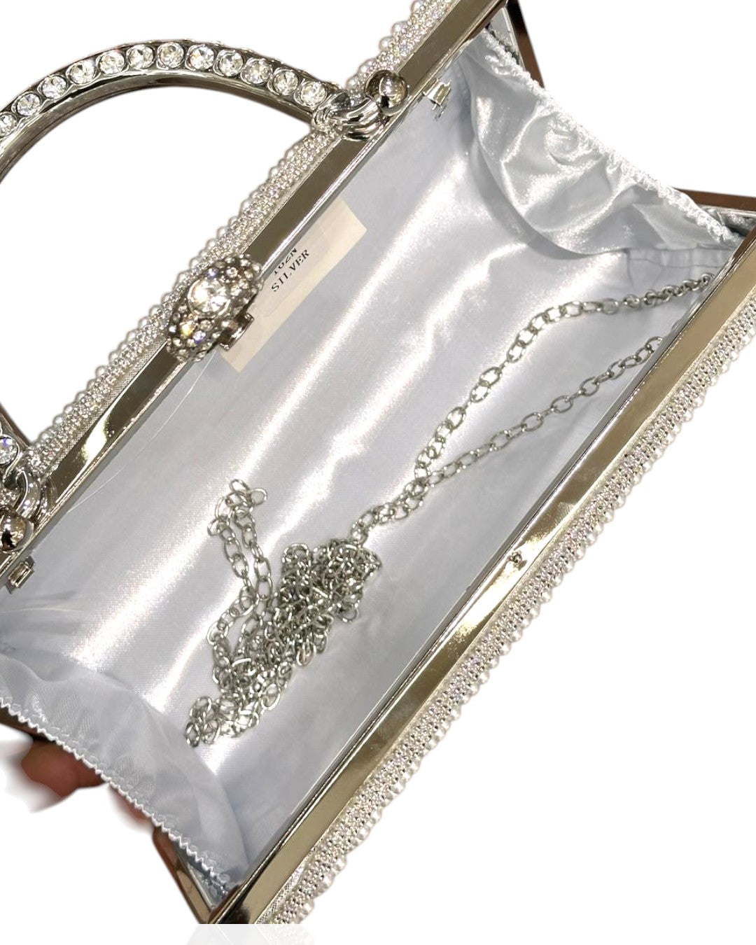 Wallet with pearls and crystals