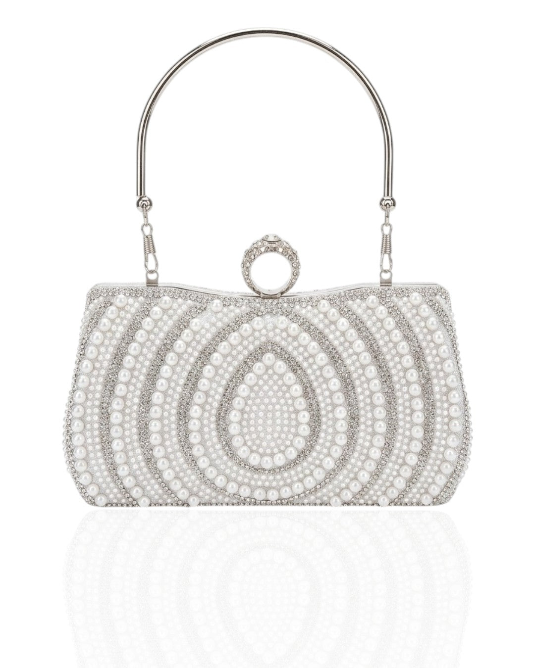 Wallet with pearl and crystal stones