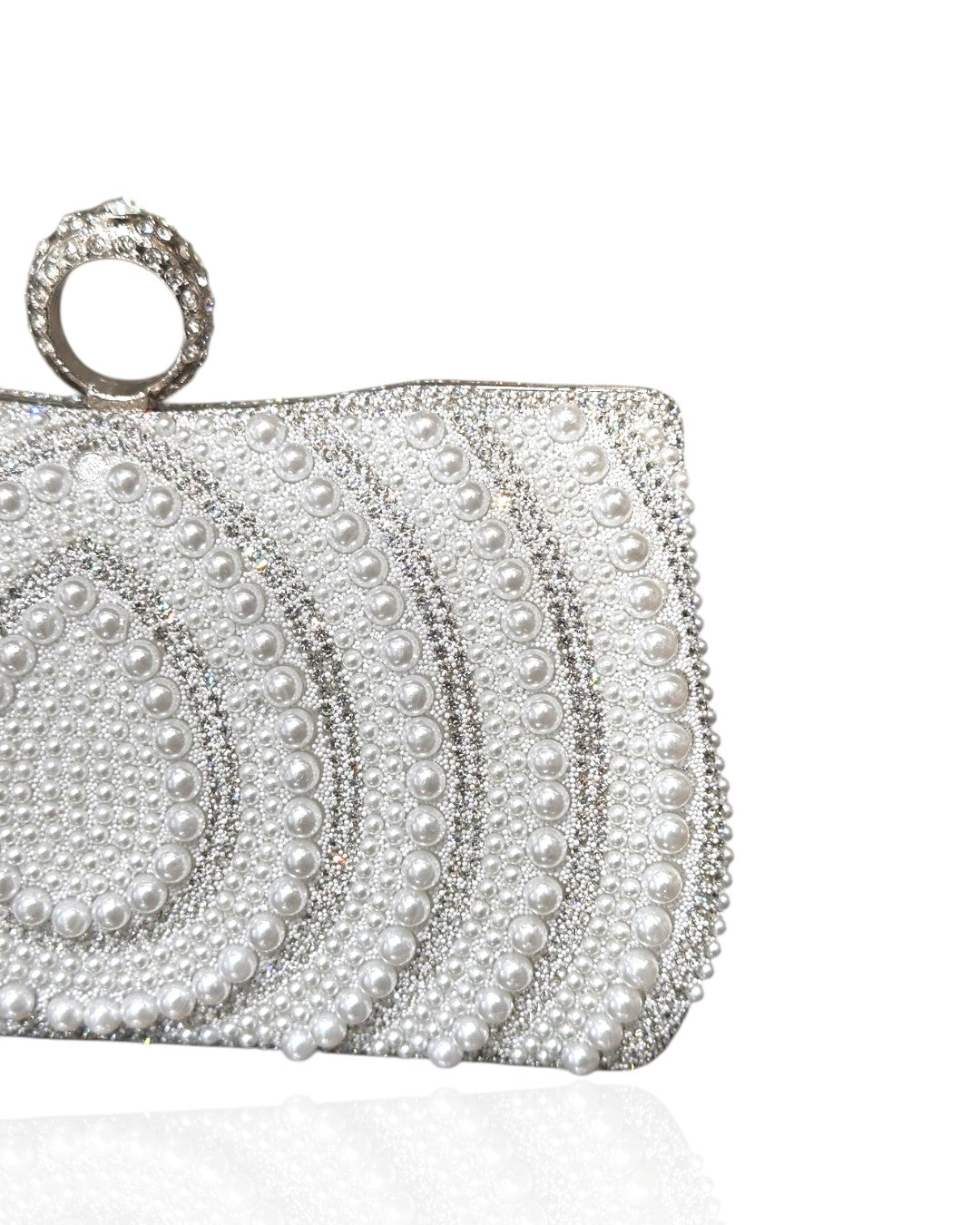 Wallet with pearl and crystal stones