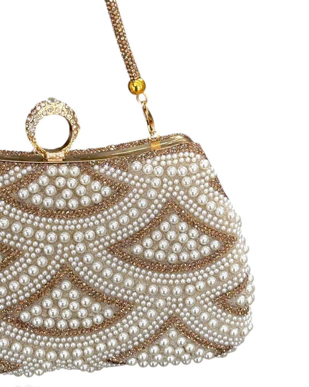Wallet with pearls and crystals