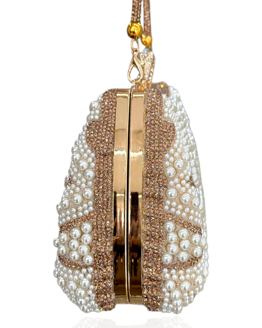 Wallet with pearls and crystals