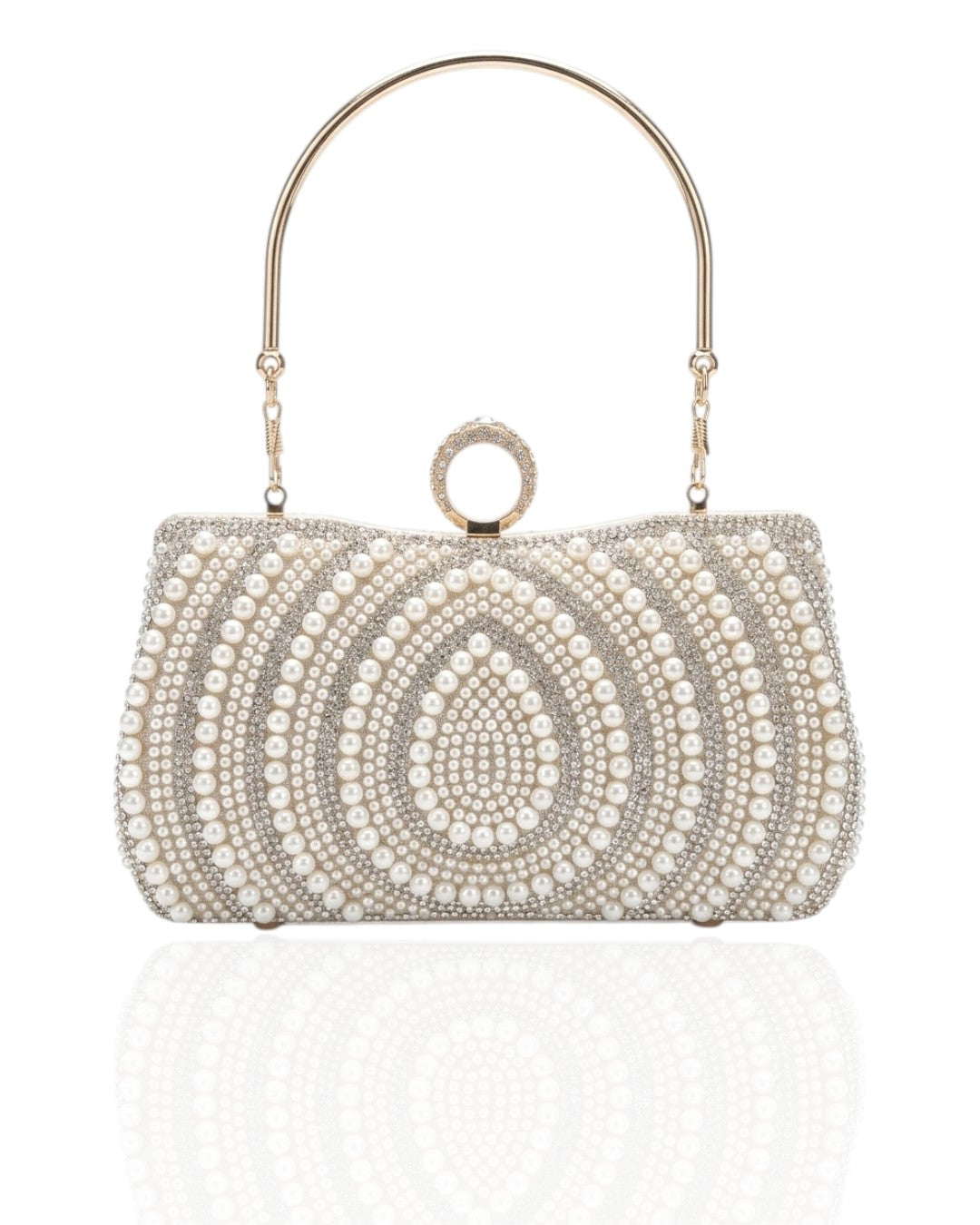 Wallet with pearl and crystal stones