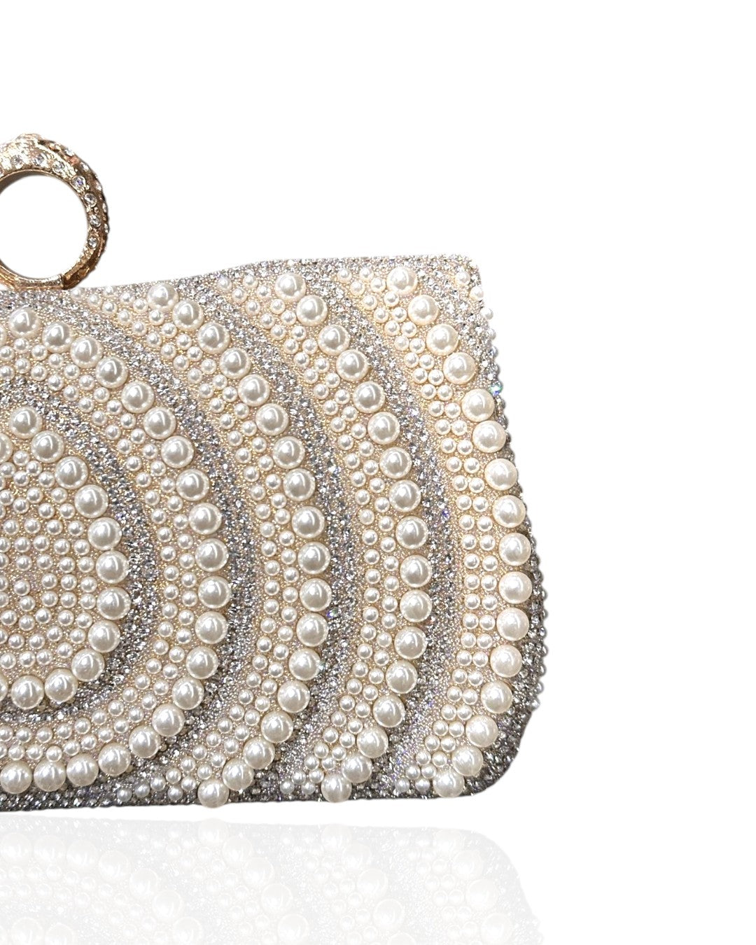 Wallet with pearl and crystal stones