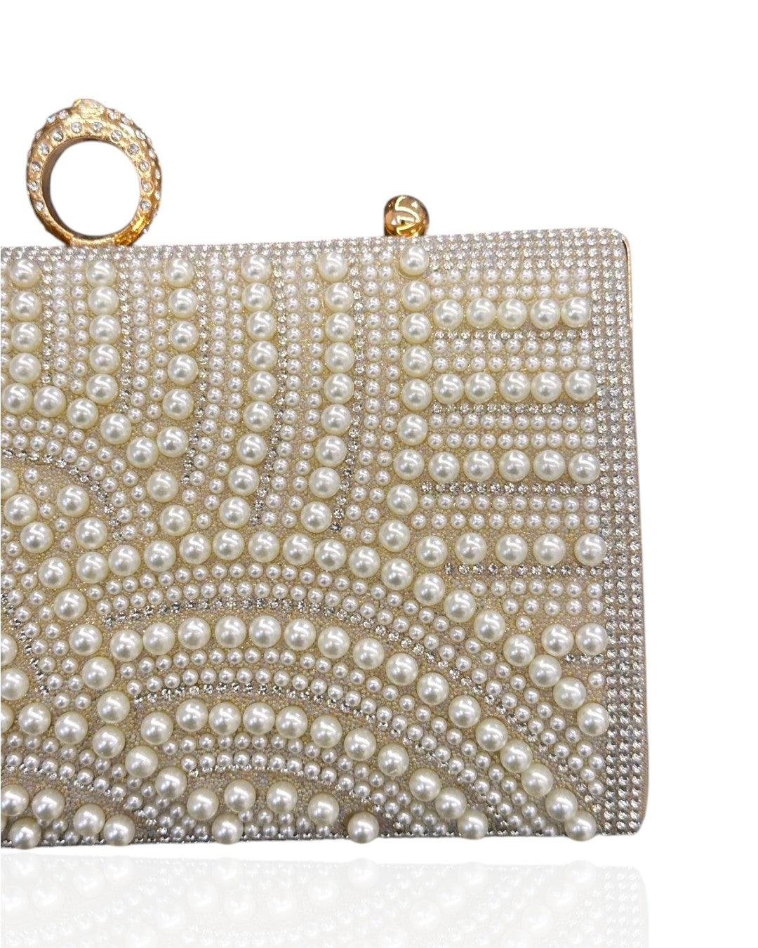 Wallet with pearls and crystals