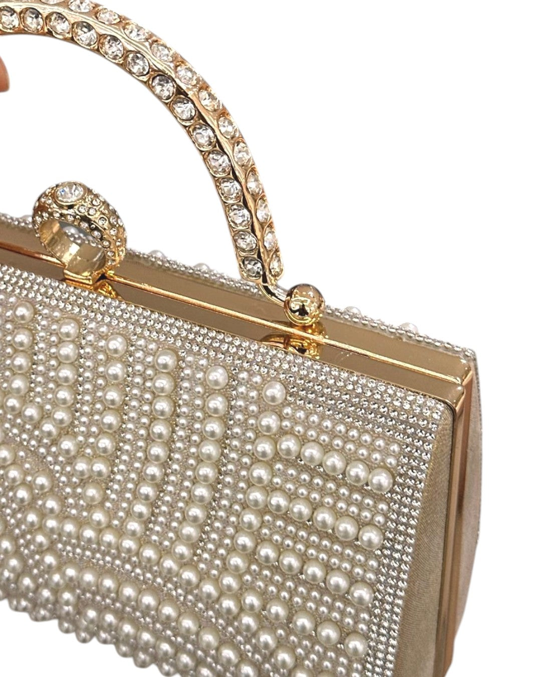 Wallet with pearls and crystals