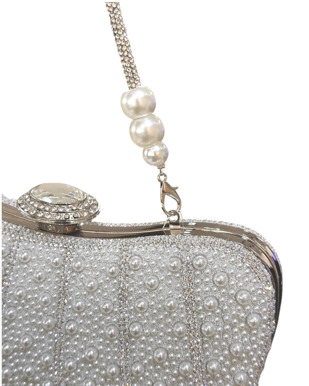 Wallet with pearl and crystal stones