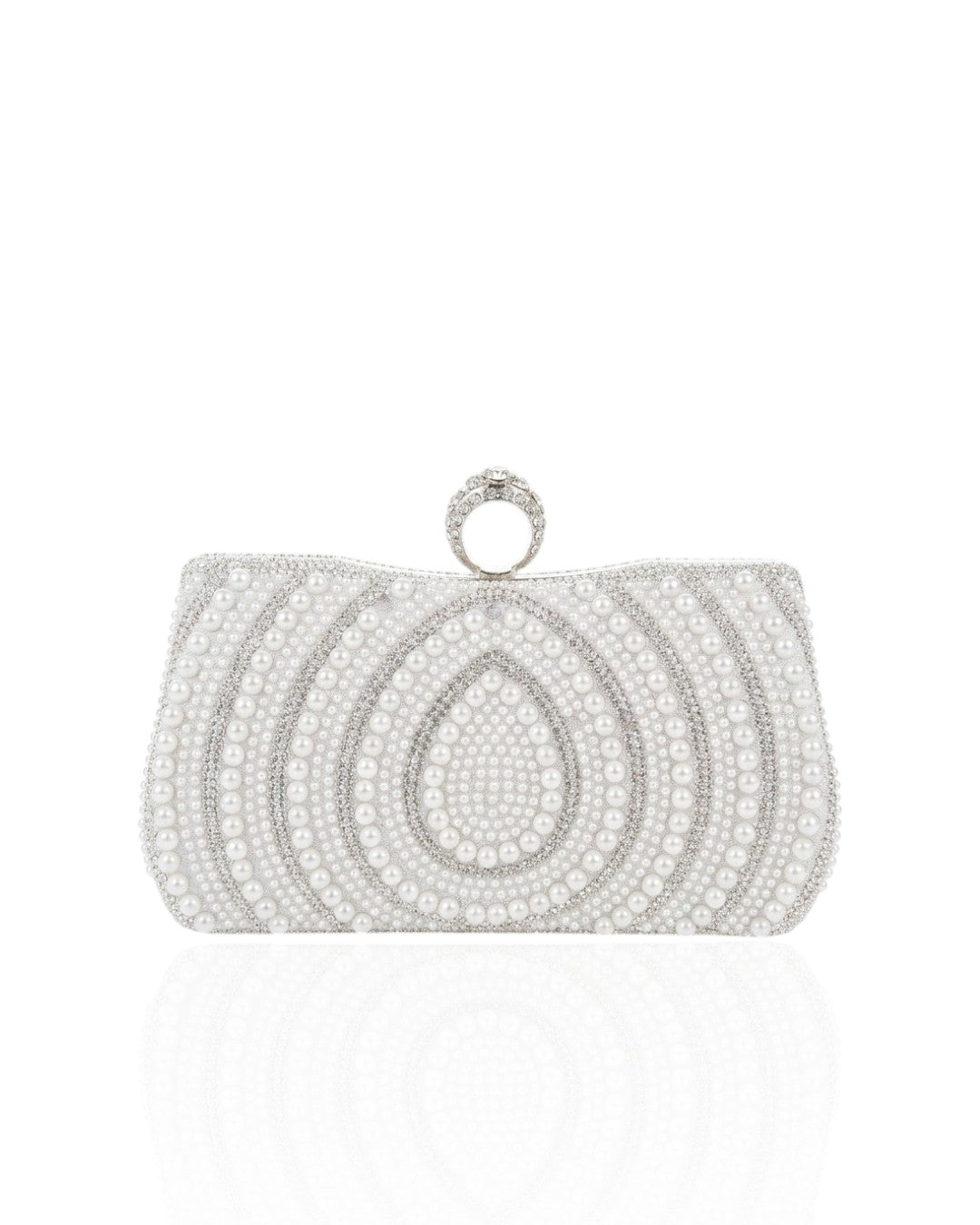 Wallet with pearl and crystal stones