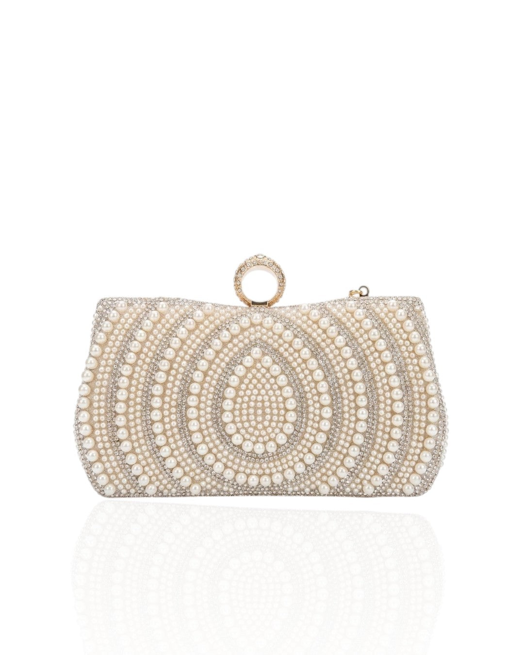 Wallet with pearl and crystal stones