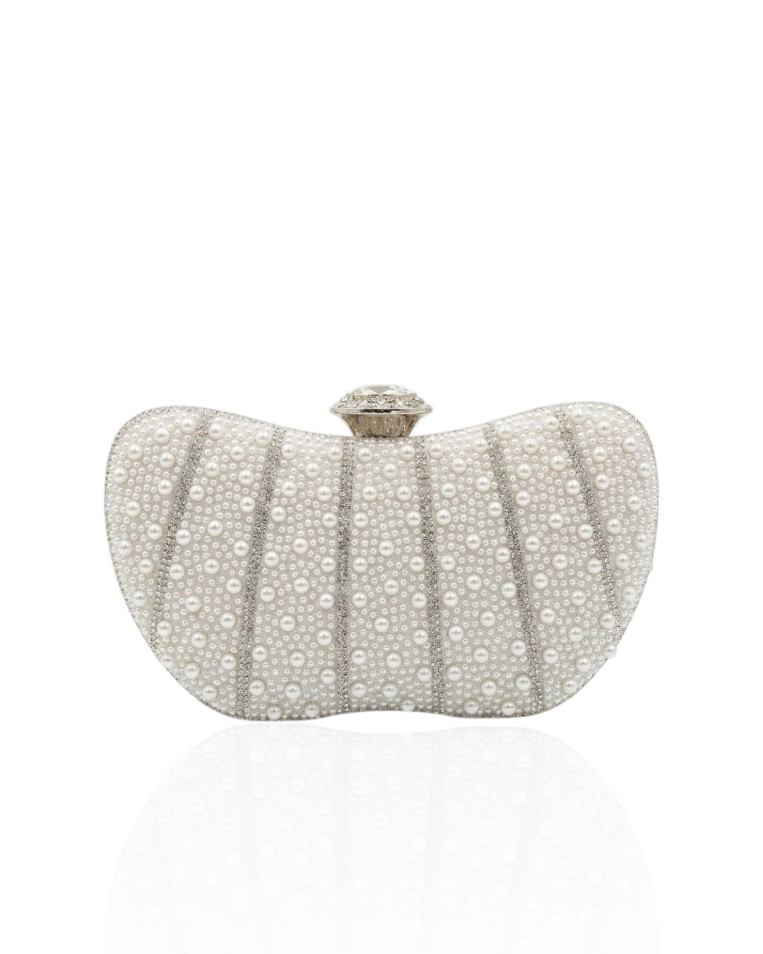 Wallet with pearl and crystal stones