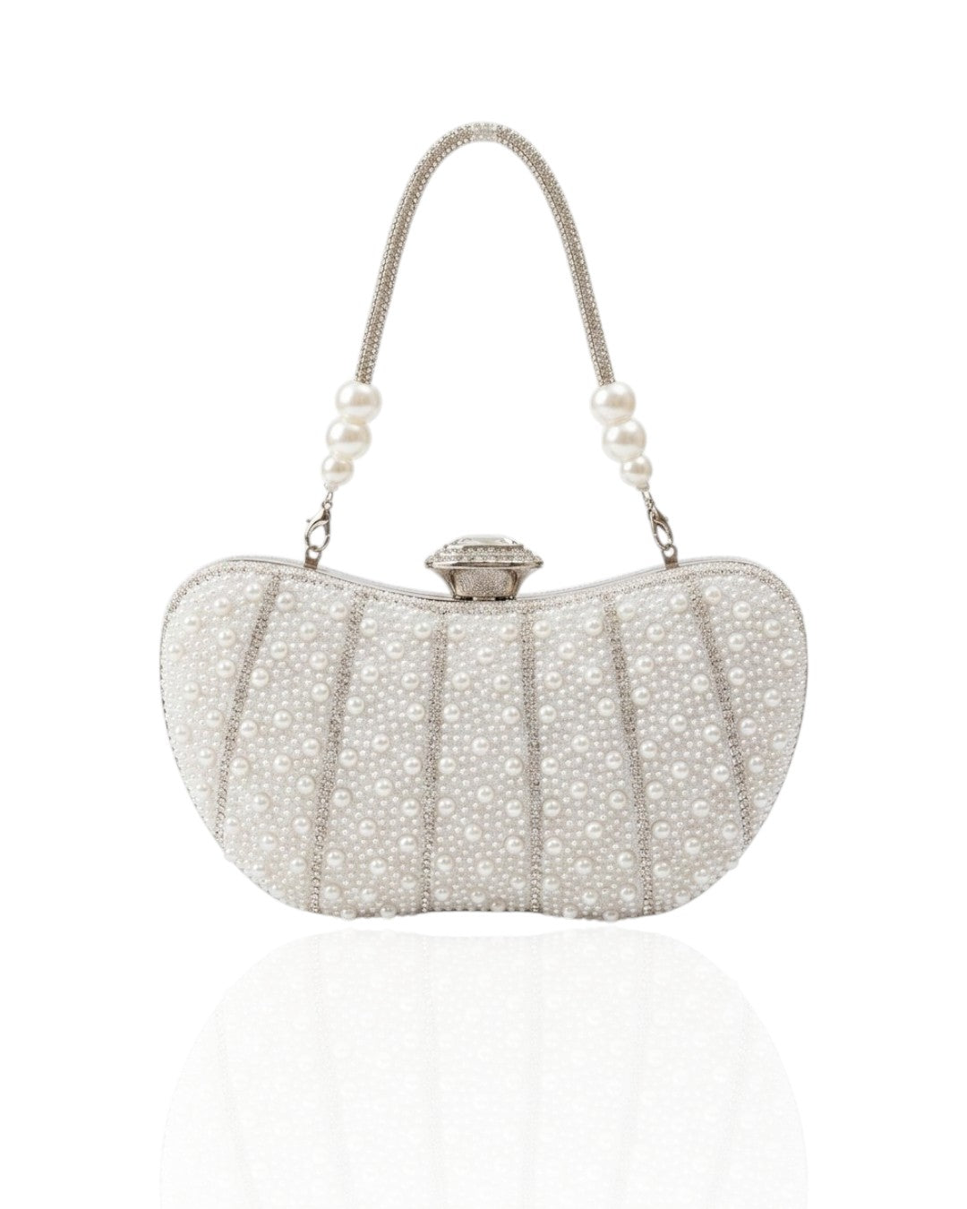 Wallet with pearl and crystal stones