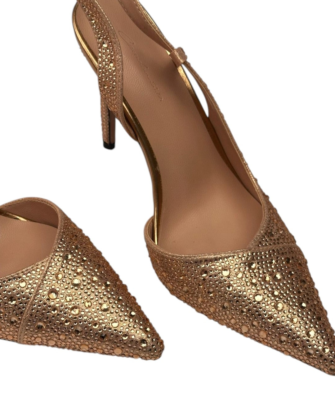 Heels embellished with rhinestones