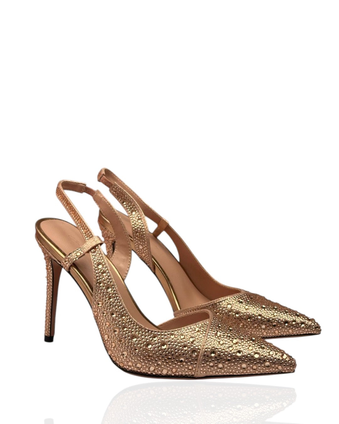Heels embellished with rhinestones