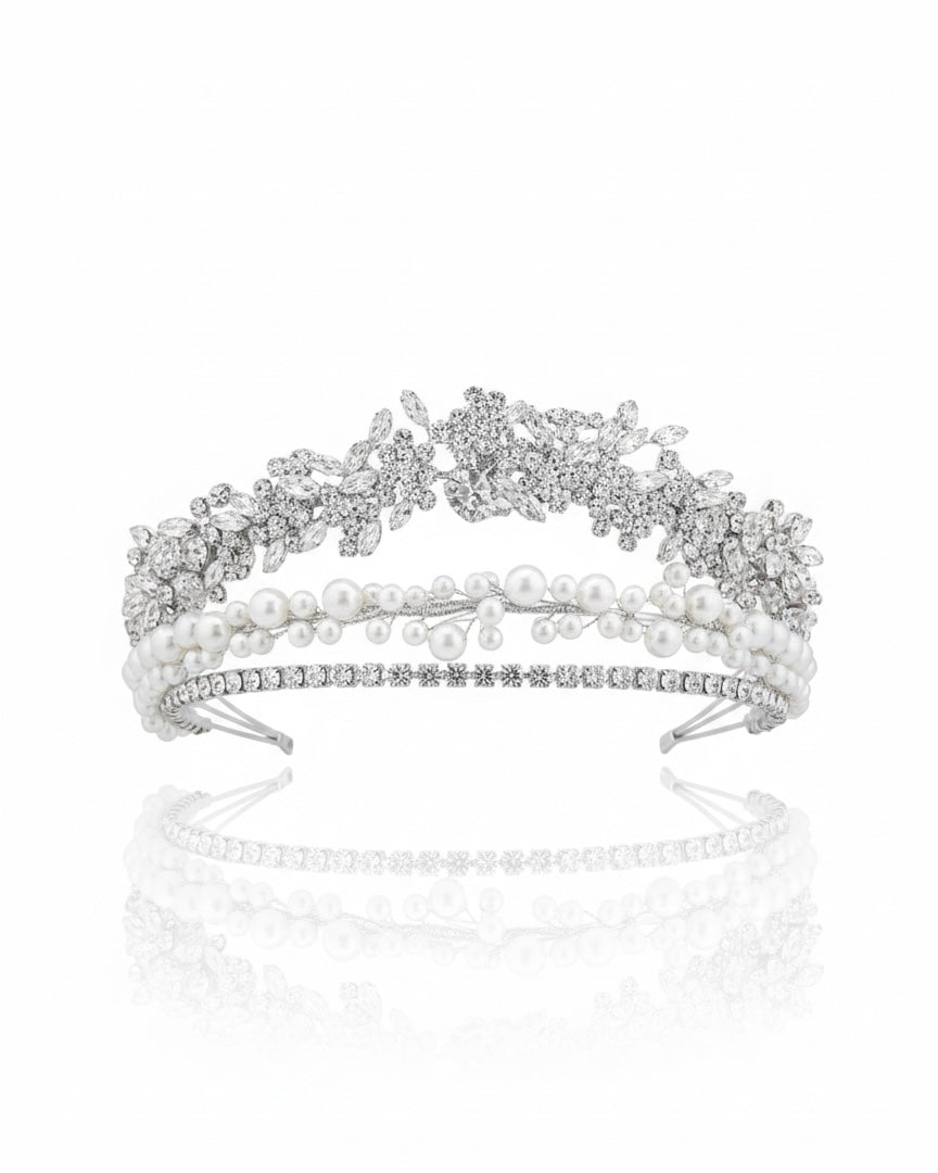 غطاء رأس من اللؤلؤ والزركون