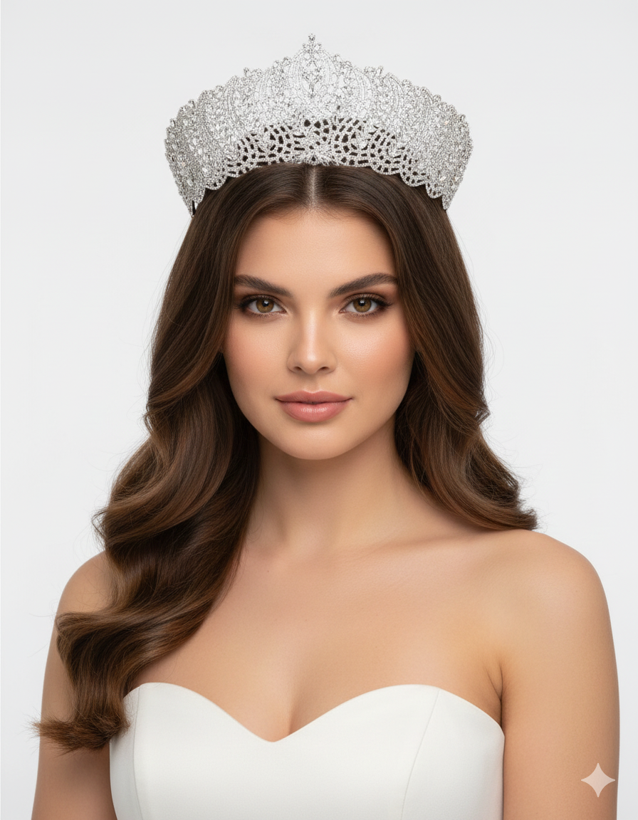 تاج مرصع بالزركون الفضي