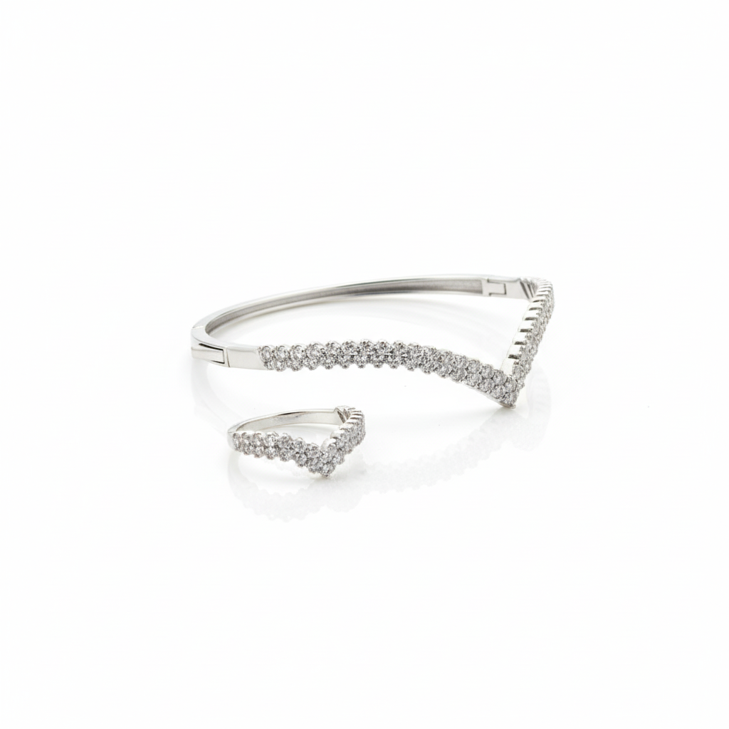 Zircon-studded set Silver 925