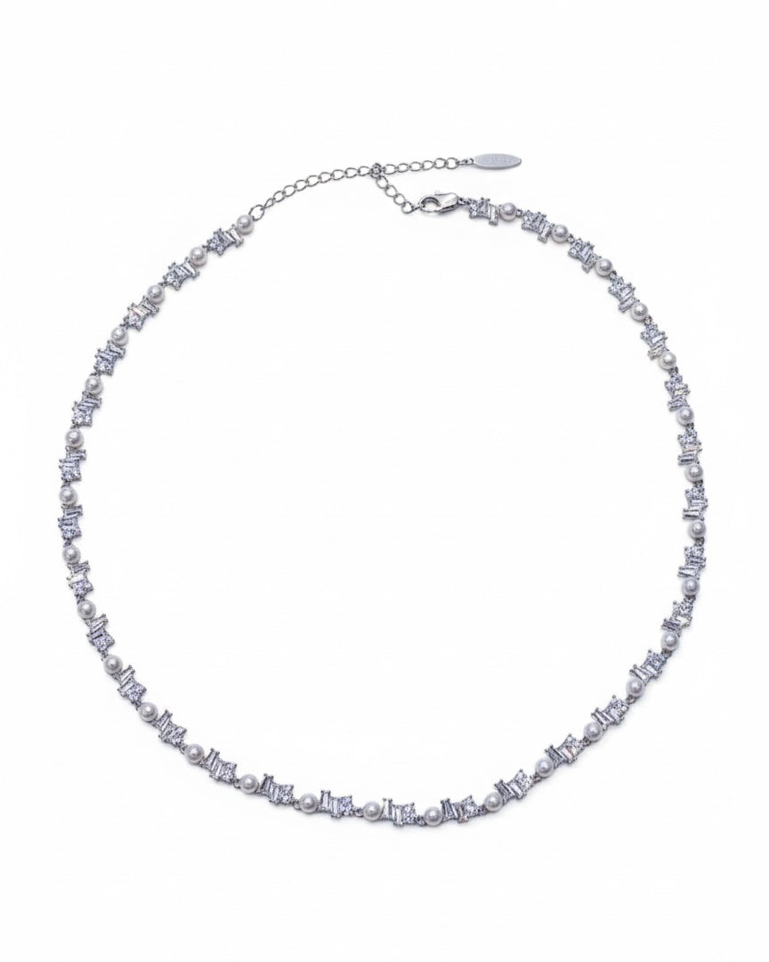 سوار تنس مرصع بأحجار الزركون واللؤلؤ