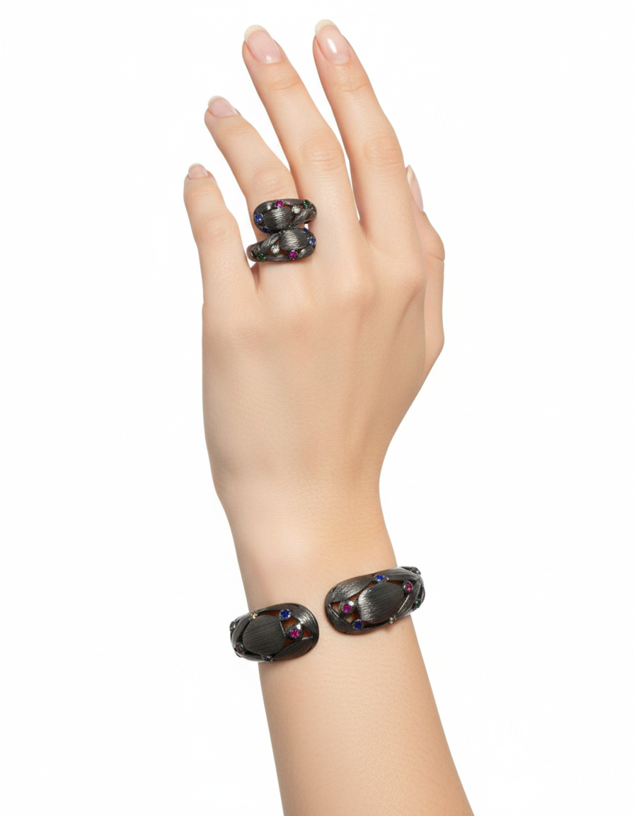 طقم سوار وخاتم أسود