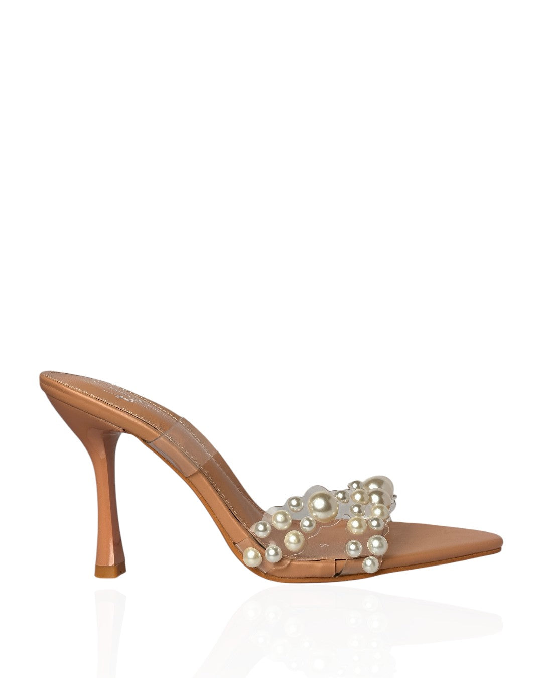 Clear slippers with pearl stones