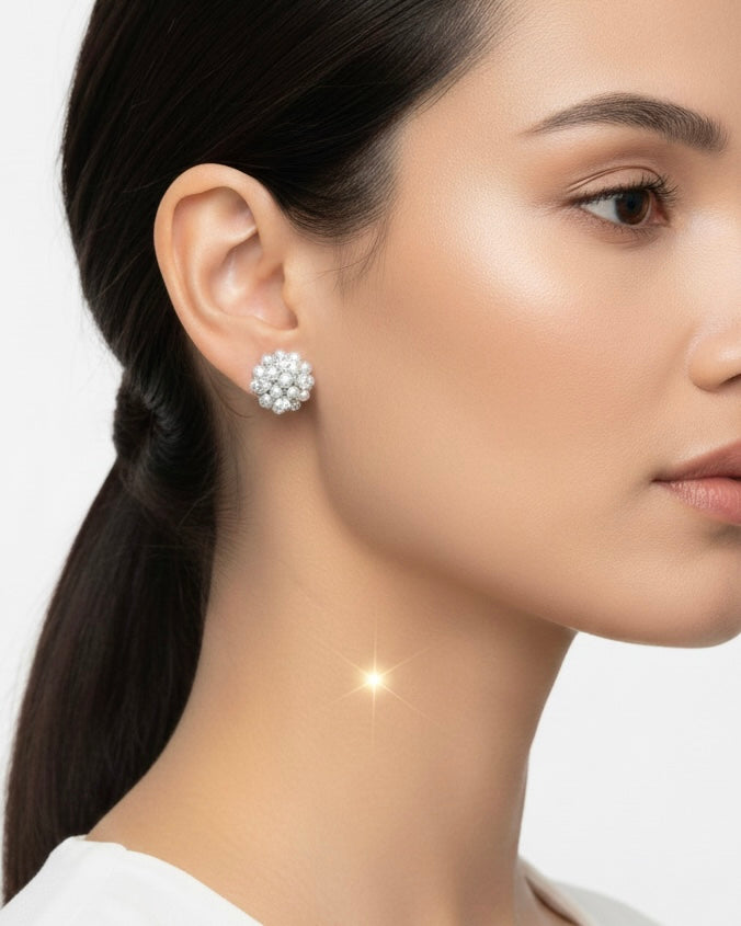 أقراط مرصعة بالزركون واللؤلؤ