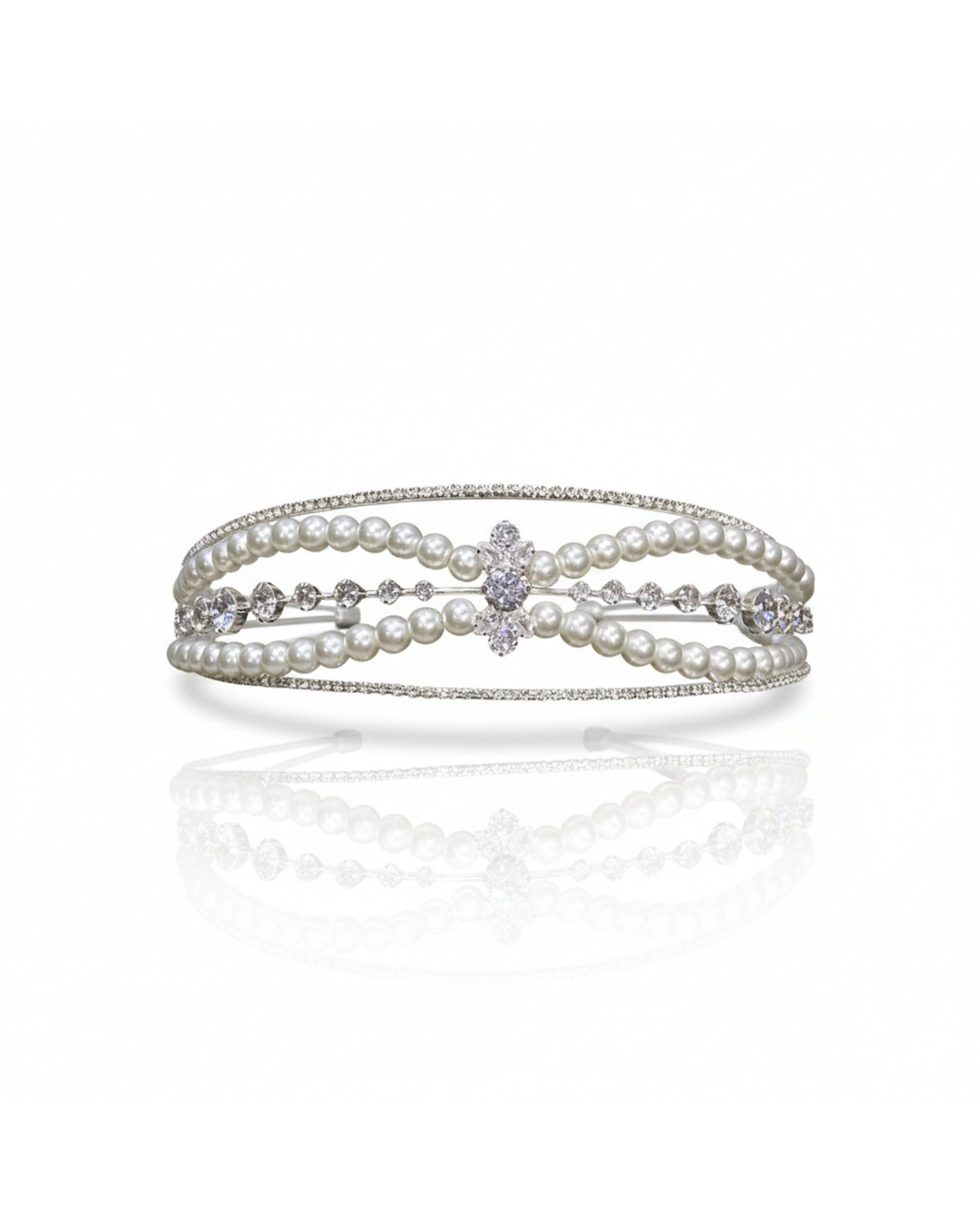 غطاء رأس مرصع بالزركون واللؤلؤ