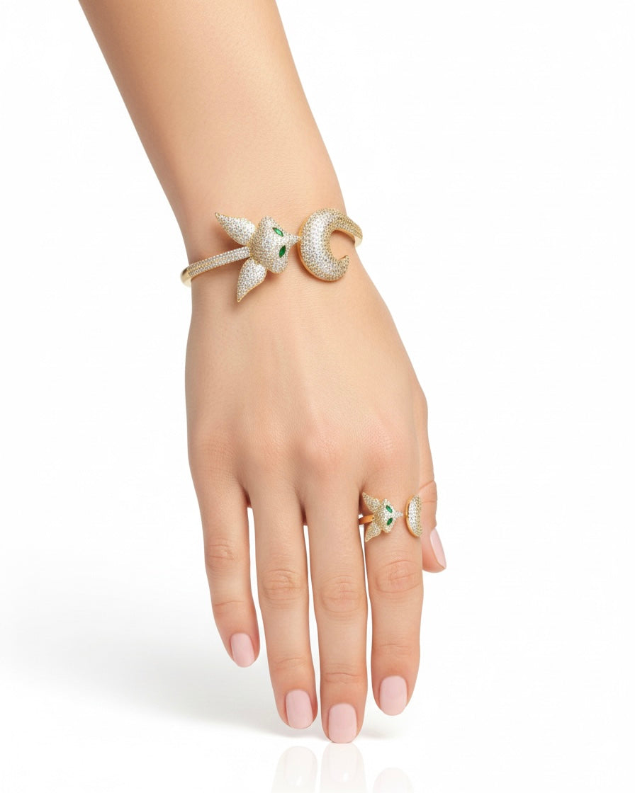 طقم سوار وخاتم من الزركون الأسود