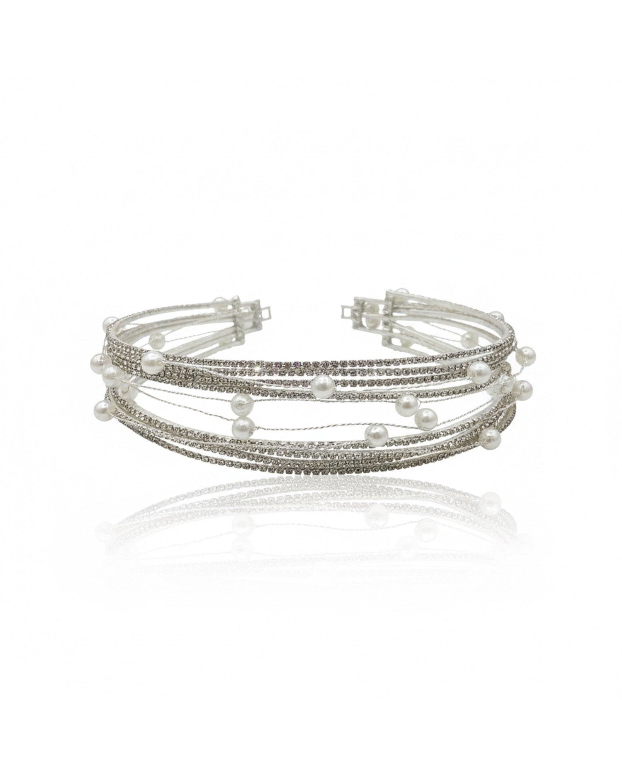 غطاء رأس مرصع بأحجار الزركون واللؤلؤ