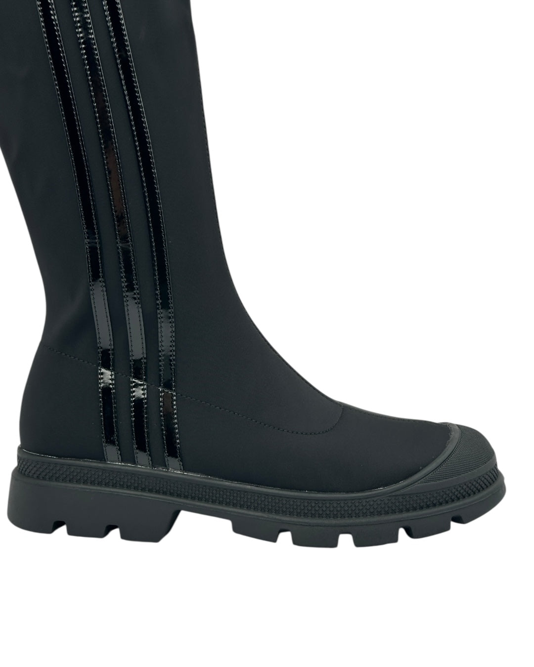 حذاء طويل من قماش مطاطي بنعل سميك