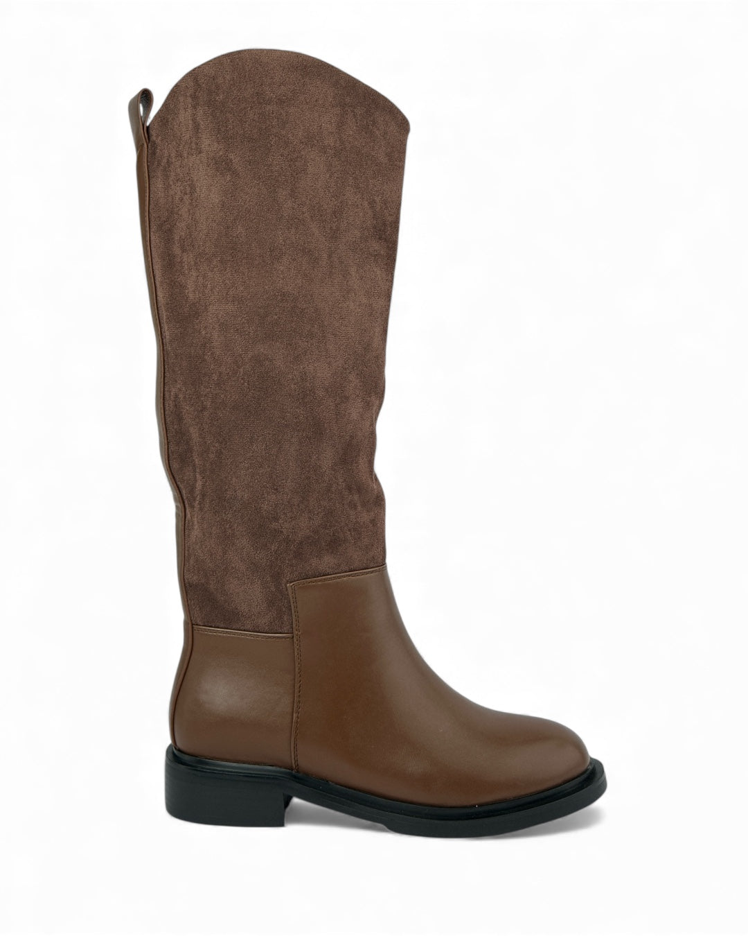 حذاء برقبة عالية - مزيج من الجلد والجلد المدبوغ