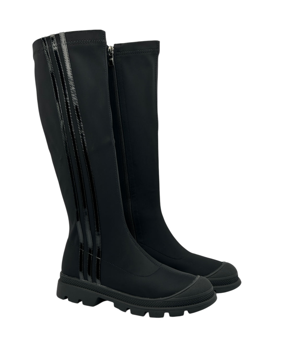 حذاء طويل من قماش مطاطي بنعل سميك