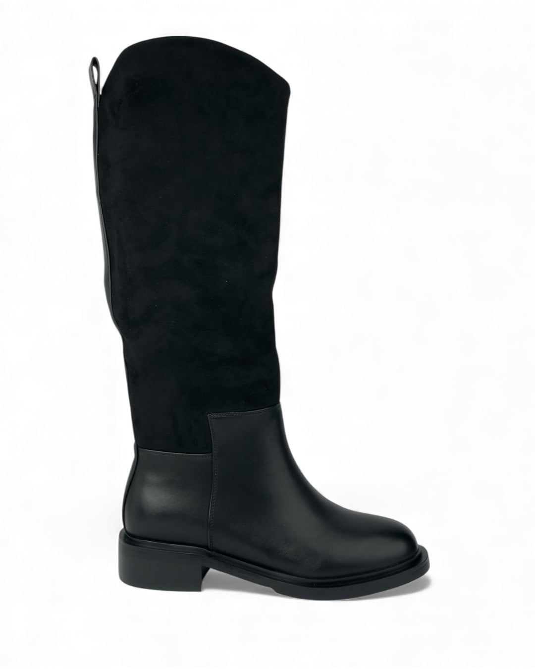 حذاء برقبة عالية - مزيج من الجلد والجلد المدبوغ