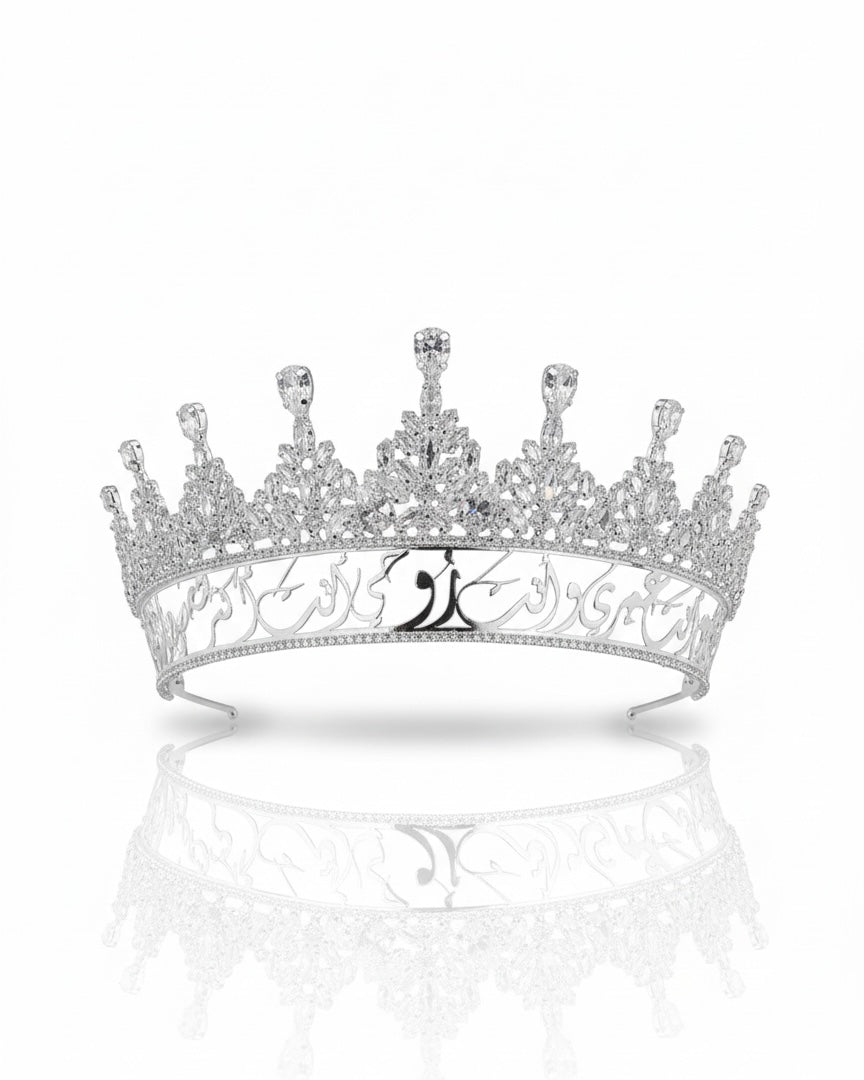 Crown adorned with zircon and crystal stones