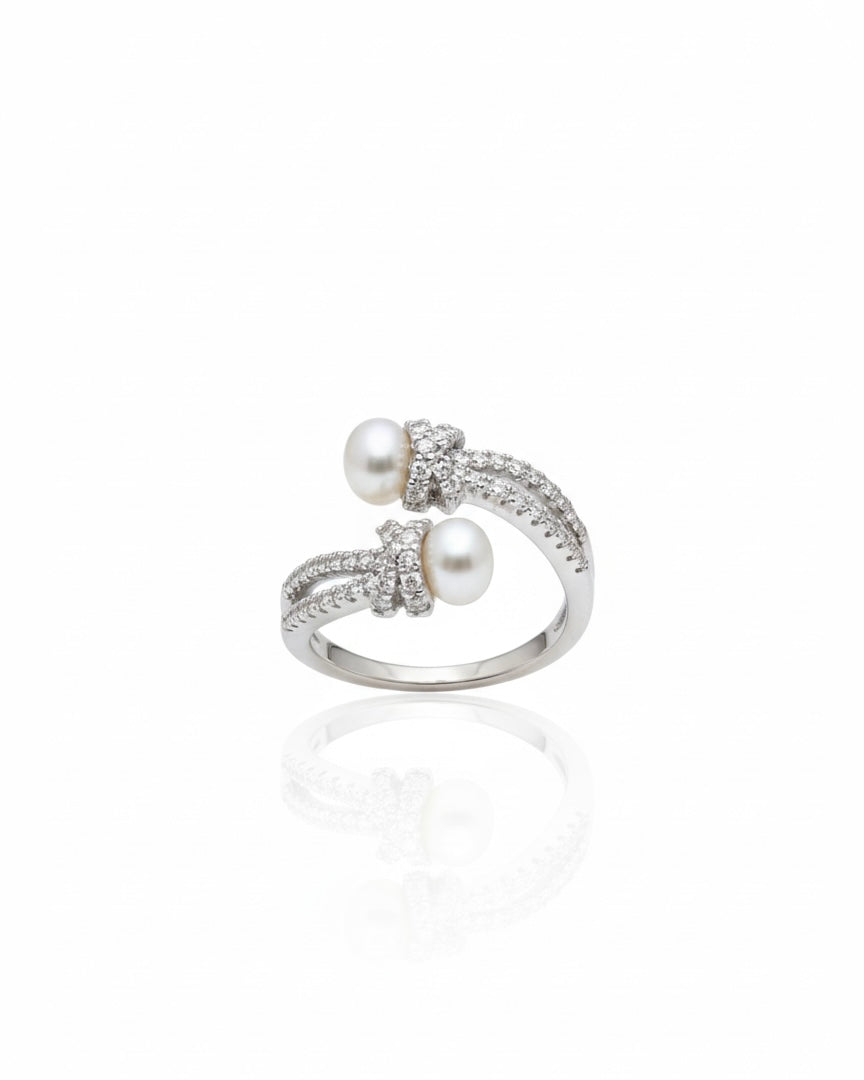 خاتم مرصع بالزركون واللؤلؤ