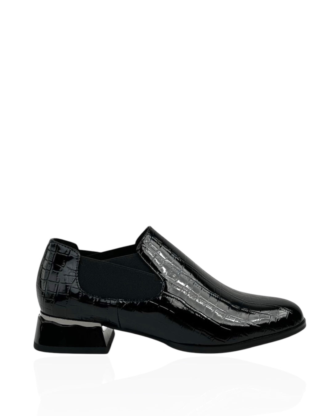 جلد أسود لامع Topsiders