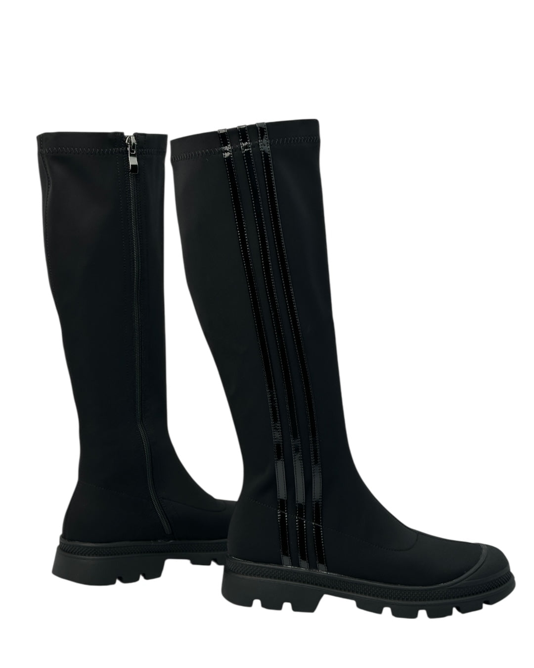 حذاء طويل من قماش مطاطي بنعل سميك