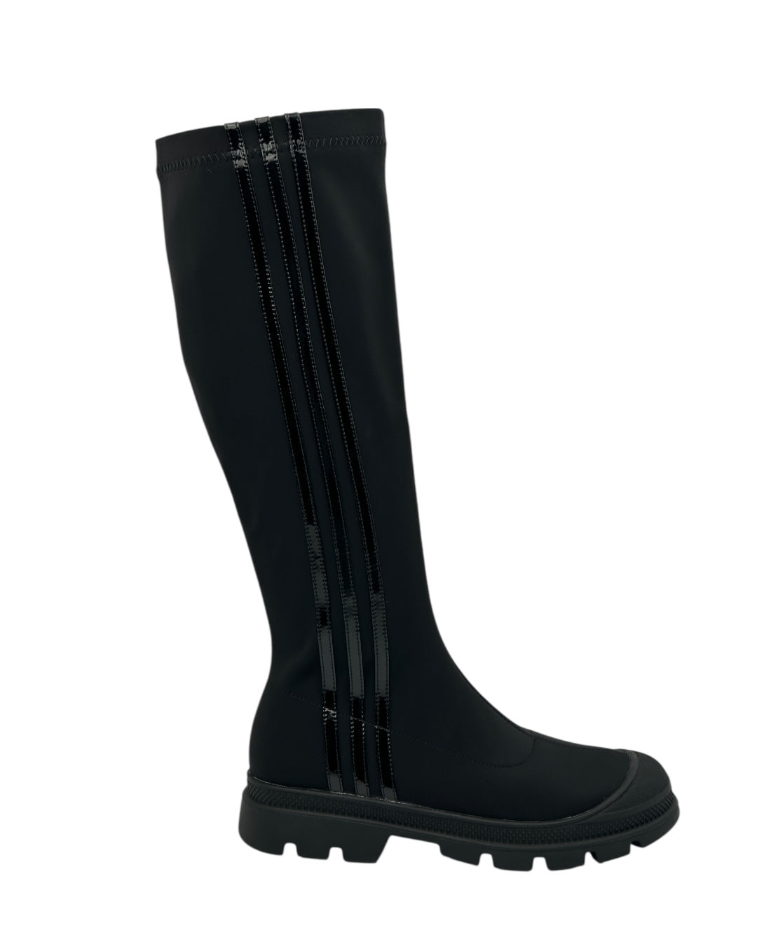 حذاء طويل من قماش مطاطي بنعل سميك