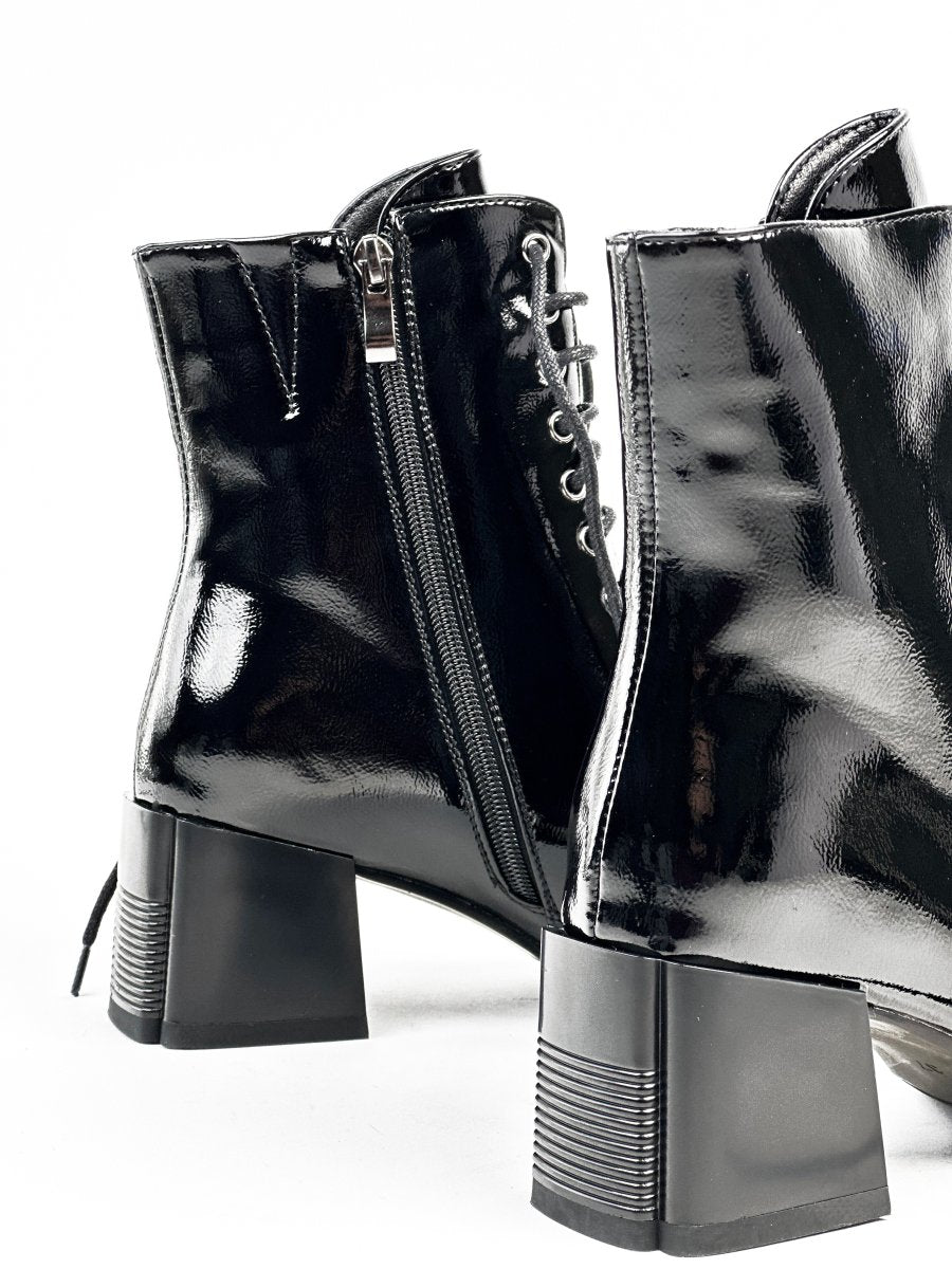 Black leather boots with sparkling stones