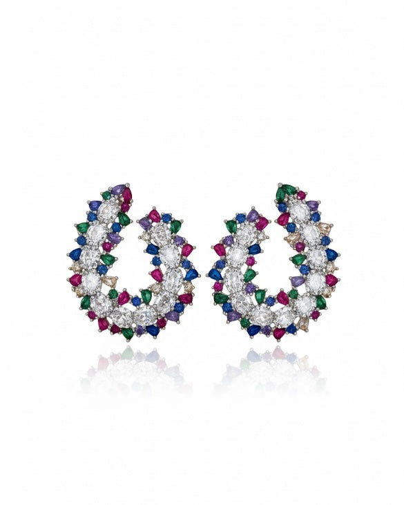 أقراط مرصعة بأحجار الزركون الملونة