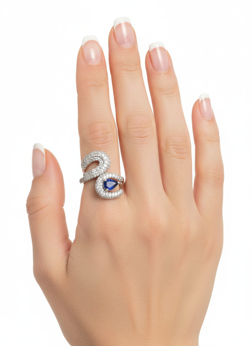 خاتم مرصع بأحجار الزركون