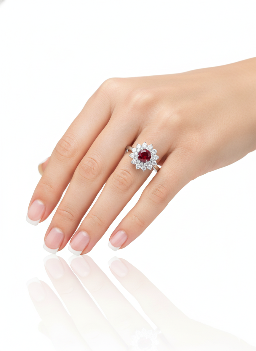 خاتم مرصع بأحجار الزركون