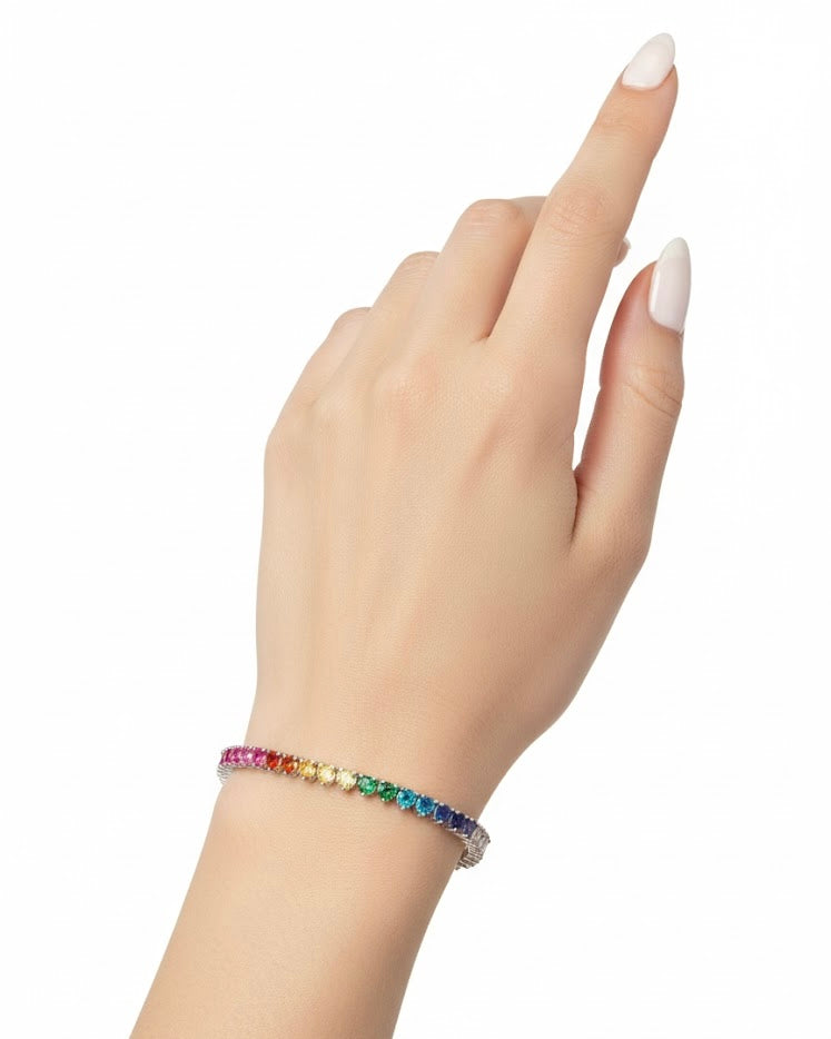 سوار تنس فضي ملون