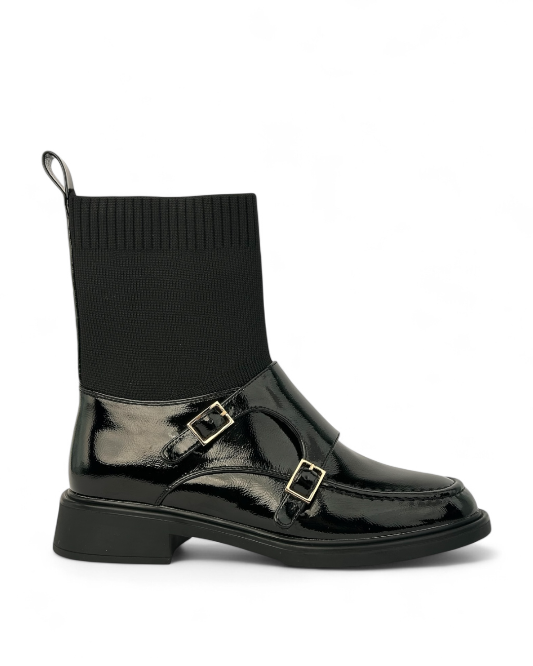 حذاء جورب من الجلد اللامع