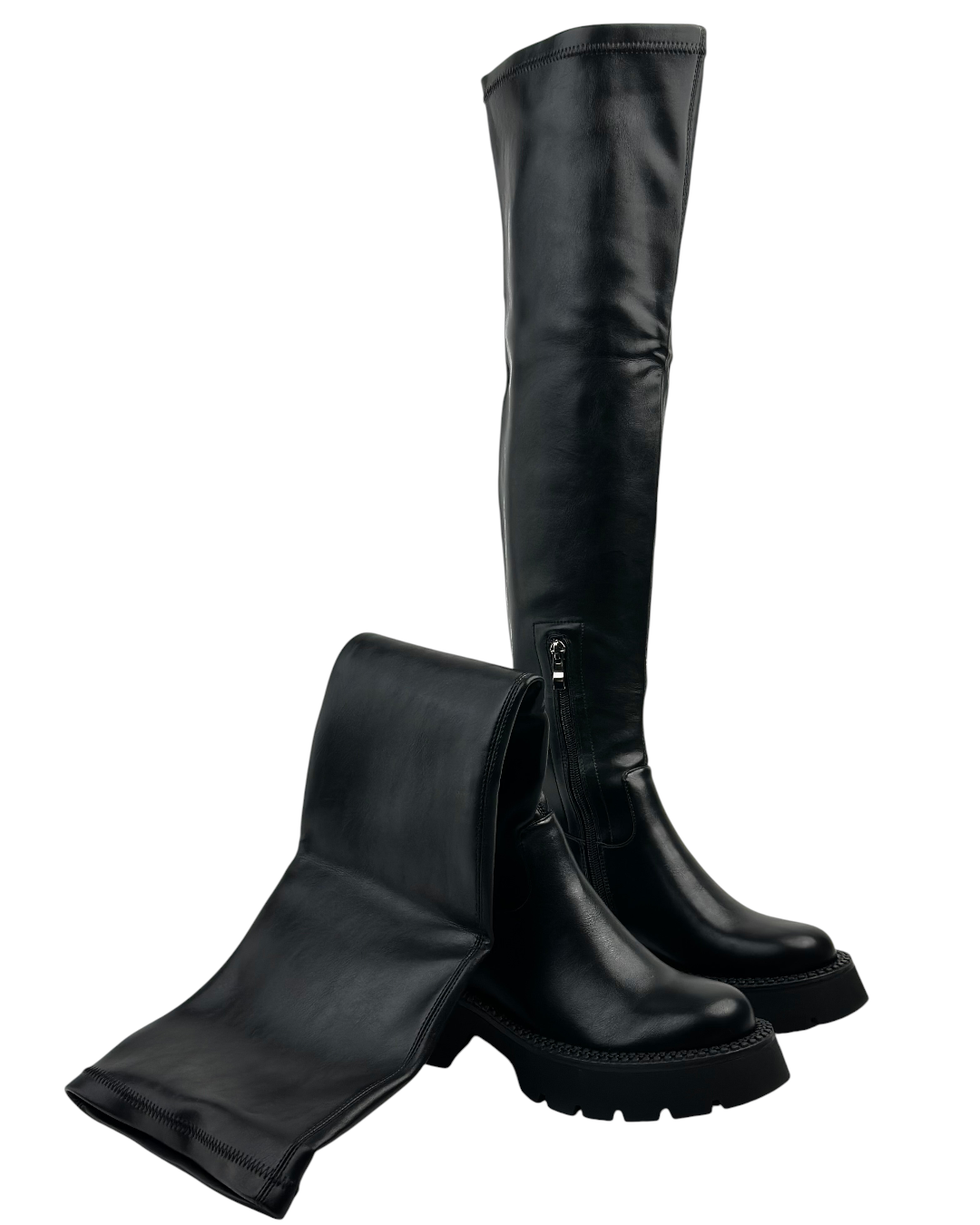 حذاء جلدي ذو ساق عالية