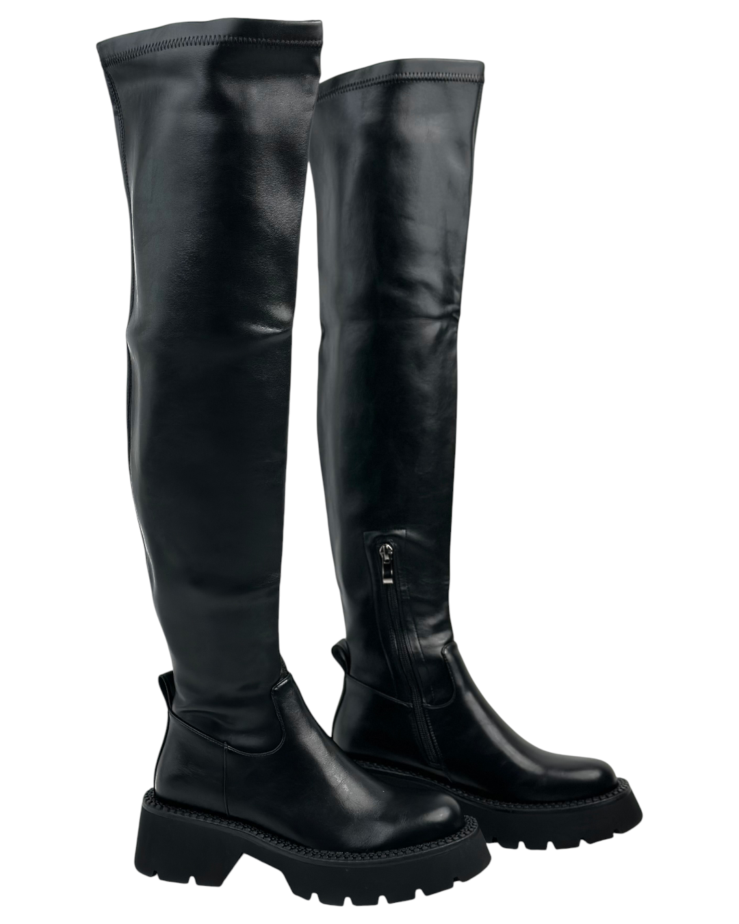 حذاء جلدي ذو ساق عالية